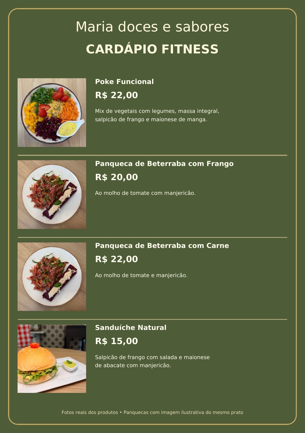 Prévia do cardápio Linha Fitness